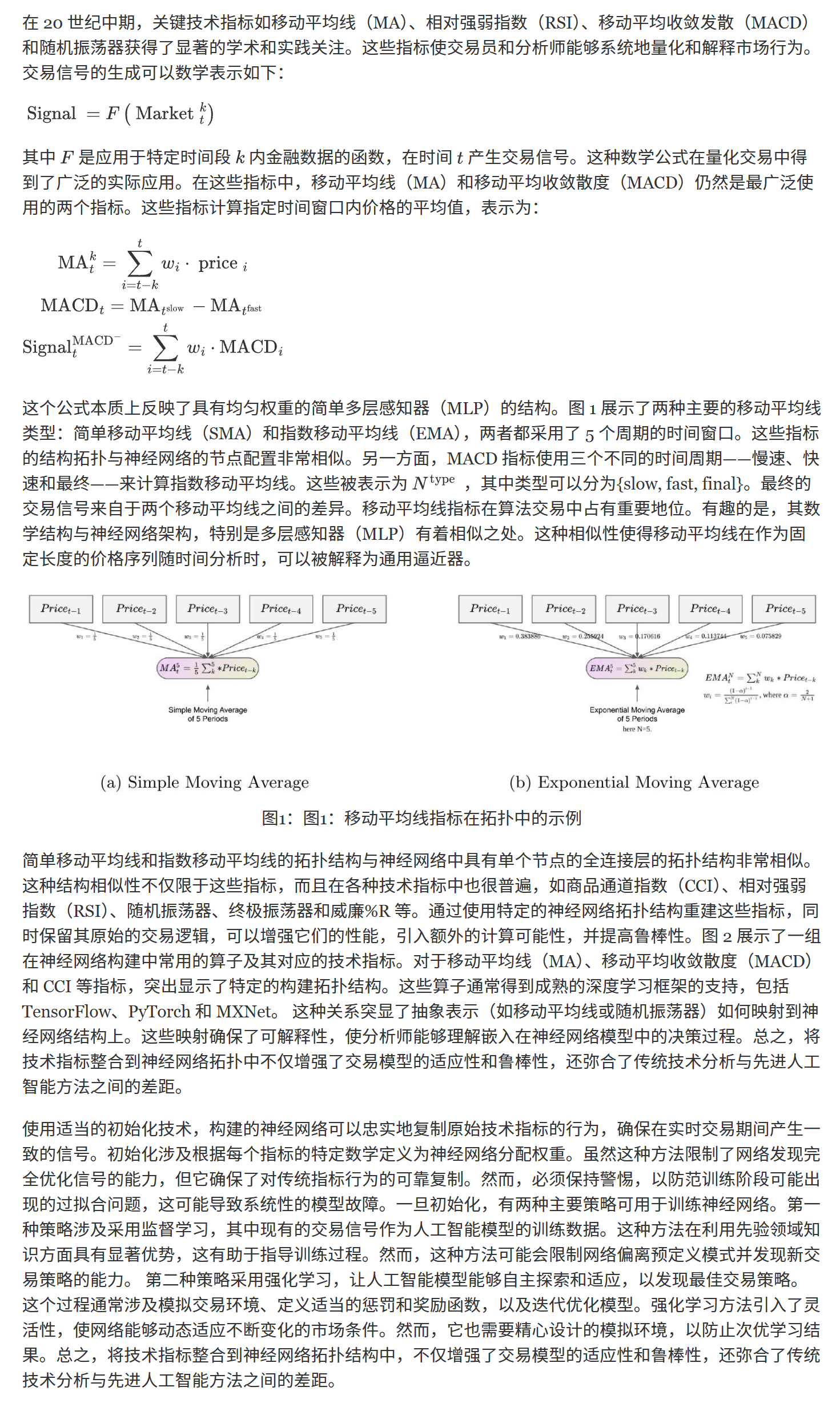神经网络中技术指标的拓扑表示